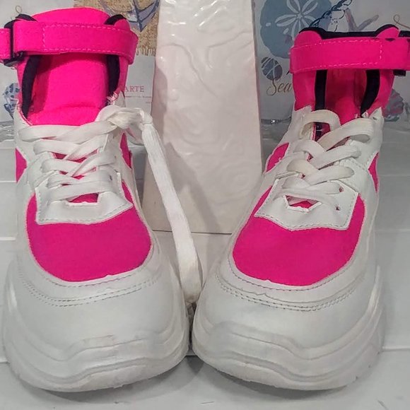 Cape Robbin florescent pink/white high top shoes   SZ 9 - Picture 8 of 10
